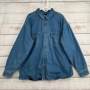 Levi's Strauss Blanket Lined Denim Shirt Mens XXL Blue Medium Wash Button Down
